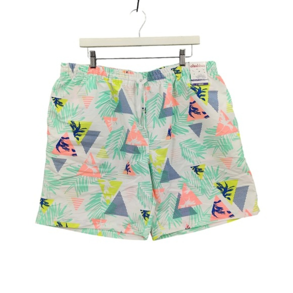 Chubbies Mens Retro Vaporwave Tropical Swim Trunks XXL White 7" Inseam NEW